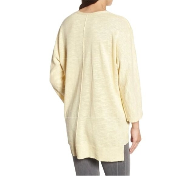 Eileen Fisher Organic Linen/Cotton Slub Knit Sweater – Soft Yellow – Size Large - Picture 2 of 15